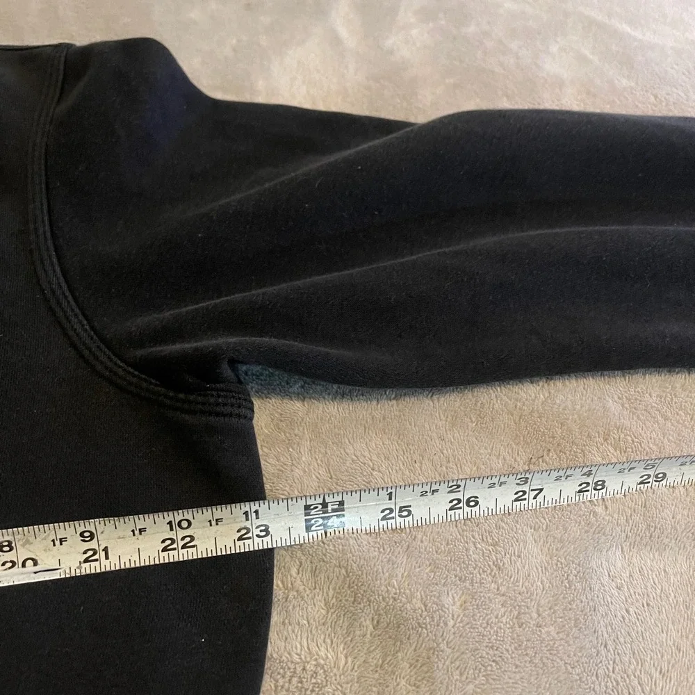 Nike Sweatshirt Men Large Black Crewneck Embroidered Mini Swoosh Fleece Pullover